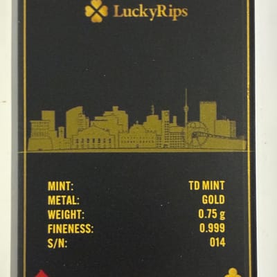 3/4g Gold Bar (14/225) Lucky Rips High Roller - additional view