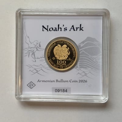 2026 Armenia Noah’s Ark 100 Dram 1 Gram .9999 Gold