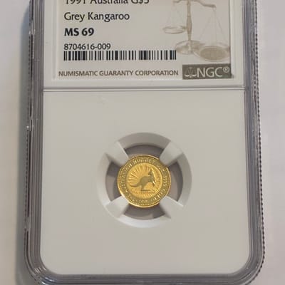 1990 Australia 1/20 oz Gold Kangaroo MS-69 NGC