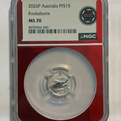 2026 P$15 AUSTRALIA KOOKABURRA 1/10 oz Plat NGC MS