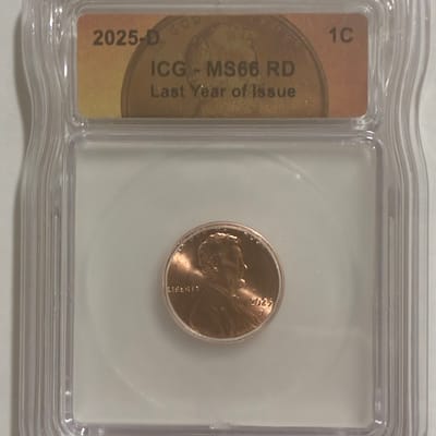 2025 D 1c Lincoln Shield Cent Penny MS66 RD ICG