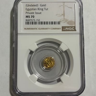 1/200 Oz Egyptian .9999 Gold King Tut Round NGC MS