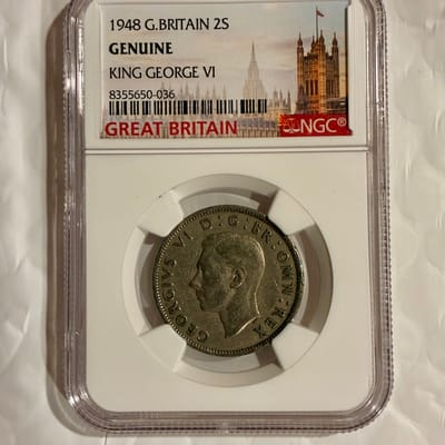 1948 Great Britain 2 Shillings Coin NCG Certified 