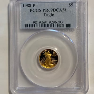 1988 $5 Gold Eagle certified PR69 DCAM by PCGS