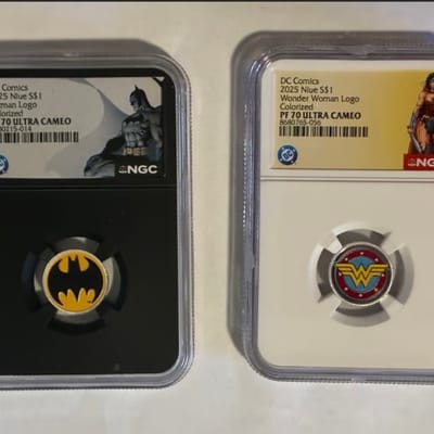 Lot Batman Wonder Woman Niue $1 Silver PR70 Ultra