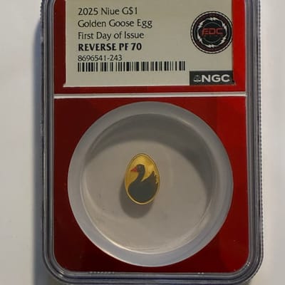 2025 $1 Reverse Proof 1g Gold Niue Golden Goose 