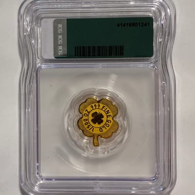 ☘️.999 Fine Gold Lucky Clover, 1/500 OZ , ICG MS70 - additional view
