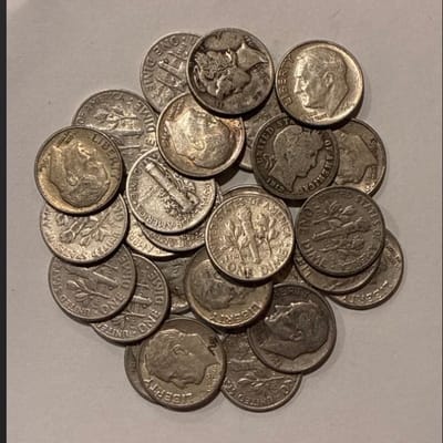 LOT OF 50 90% Silver Dimes Random Dates Pre 1965