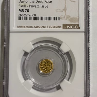 1/200 Oz Gold Day of the Dead Skull NGC MS70