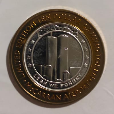 9/11 Ltd Ed Silver Casino Token .999 Fine Silver 