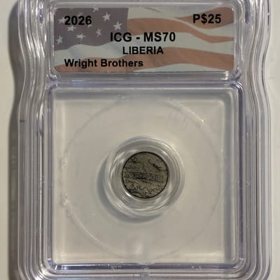 2026 - Liberia Wright Bros. 1/500 oz Platinum $25