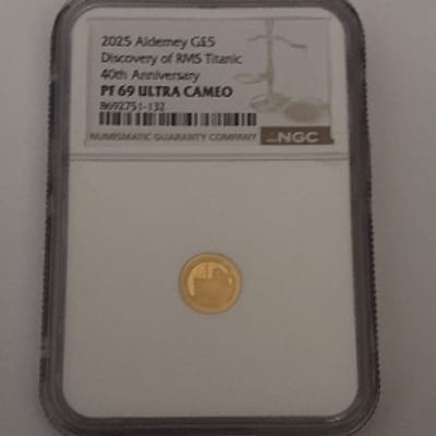 2025 Alderney  G£5 RMS Titanic 40th Anniv PF69 UC - additional view