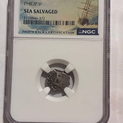 1701-47 Bolivia 1/2R Philip V Sea Salvaged Coin
