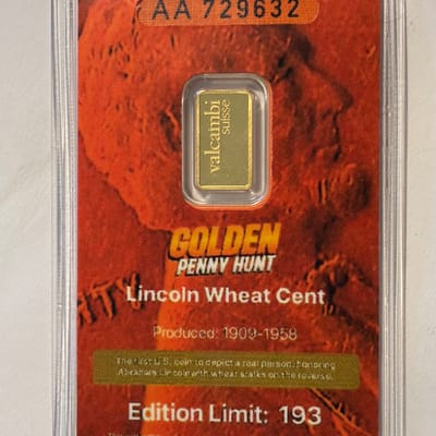 Valcambi 1g Gold Bar .9999 Golden Penny Hunt