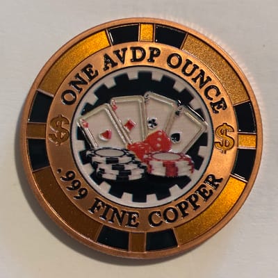 1 oz Copper Colorized Las Vegas Token - additional view
