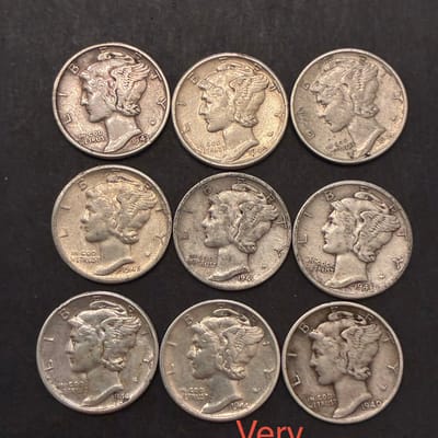 Very Fine+ Mercury Dime