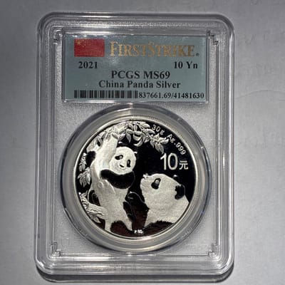 China Panda Ag 10-Yn PCGS MS69 2021 First Strike