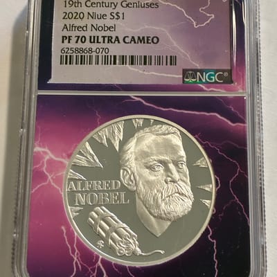 2020 1oz Silver Modern Geniuses Alfred Nobel PF70