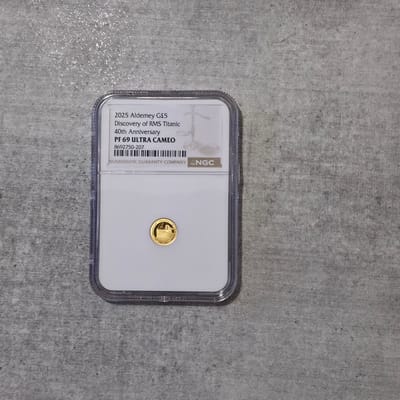 2025 Alderney G£5 Discovery RMS Titanic Gold PF69