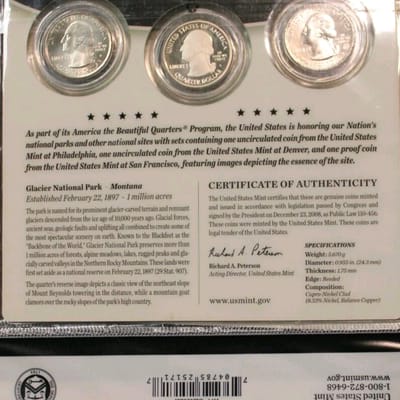 2011 GLACIER National Park PDS U.S. MINT 3 COINS - additional view
