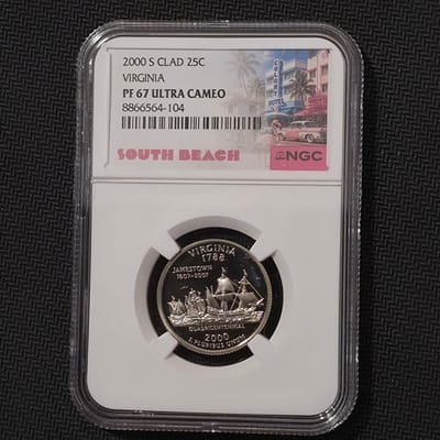 💢 2000-S Clad Virginia State Quarter  PF67 UCameo