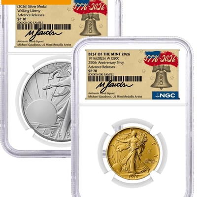 1916(2026) W 50C 24K Gold Walking Liberty Half $