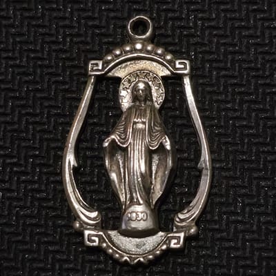 Vintage Art Deco Sterling Silver Miraculous Mary 