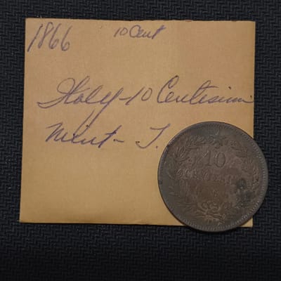 1866 T Italy 10 Cent King Vittorio Emanuele II  - additional view