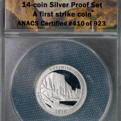 ANACS-MS69  5 oz. Silver Quarter Dollar  Yosemite 