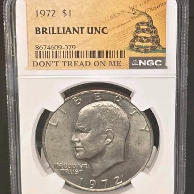 1972 Eisenhower Dollar $1 – NGC BRILLIANT UNC – “D