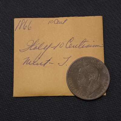 1866 T Italy 10 Cent King Vittorio Emanuele II 