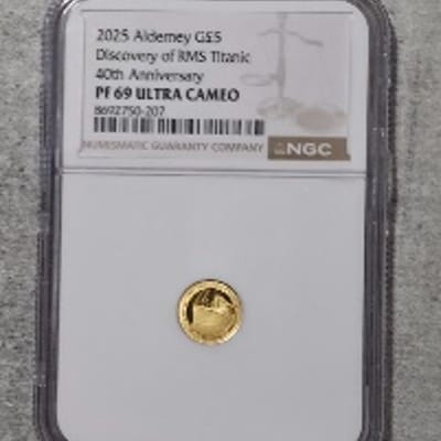 2025 Alderney G£5 Discovery RMS Titanic Gold PF69 - additional view