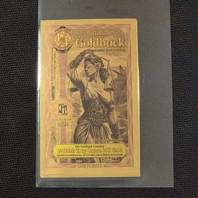 (5)- 1/4 Idaho Goldback-Aurum Gold Foil Note (24k) - additional view