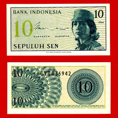 10- Sequential Indonesia 10 Sen 1964 Uncirculated