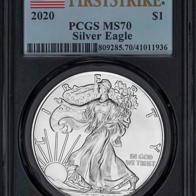 2020 Silver Eagle PCGS MS70 First Strike Label $1 