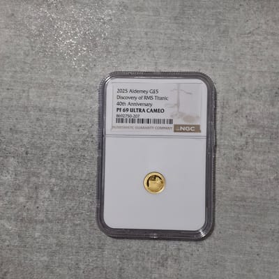 2025 Alderney G£5 Discovery RMS Titanic Gold PF69 - additional view