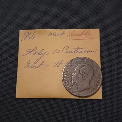 1866 H Italy 10 Centesimi Bronze Coin – Vittorio E