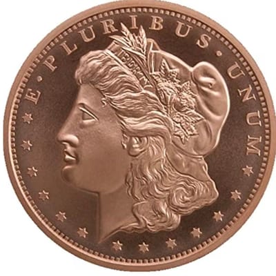 2 oz .999 Fine Copper Morgan Dollar Round  - additional view