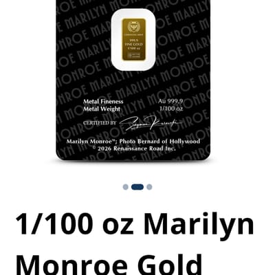  1/100 oz Marilyn Monroe ☆SPECIAL☆ - additional view