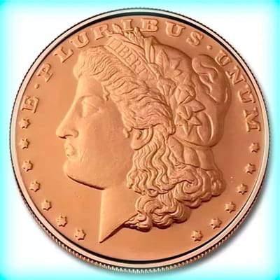 1 oz .999 Fine Copper Round Classic Morgan Dollar 