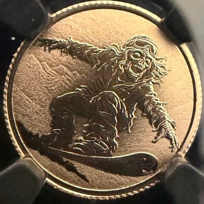 1 Gram 2026 Niue $1 Zombie Snowboard 1g 9KT Gold  - additional view