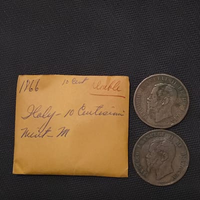 1866 M Kingdom of Italy 10 Cent-Lot of(2)King Vitt