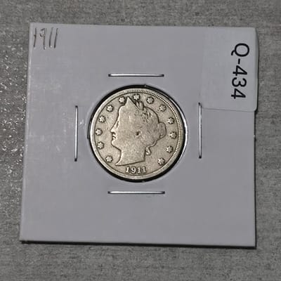 1911 P Liberty Head V Nickel 5 Cent F-VF