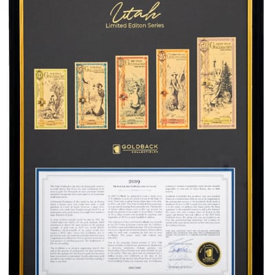 2019 Utah Goldbacks 1st Year Ltd Framed Full Set