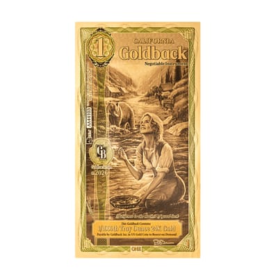 California 1 Goldback Alpha 2026 Gold Polymer Note