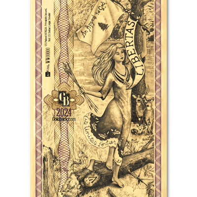 New Hampshire 50 Goldbacks Gold Polymer Note .9999