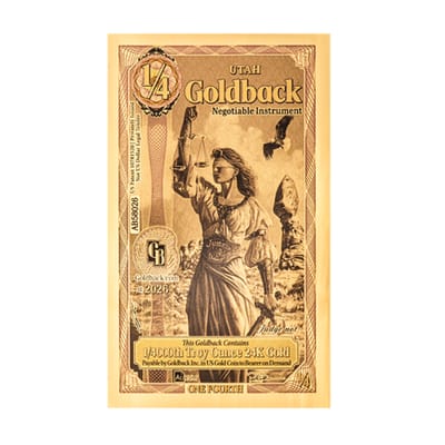 Utah 1/4 Goldbacks 2026 Alpha Gold Polymer Note