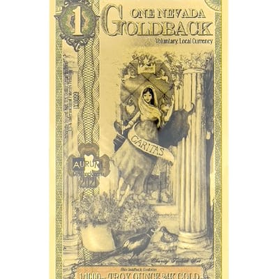 2021 Nevada 1 Goldback Fine Gold Goldbacks .999 BU