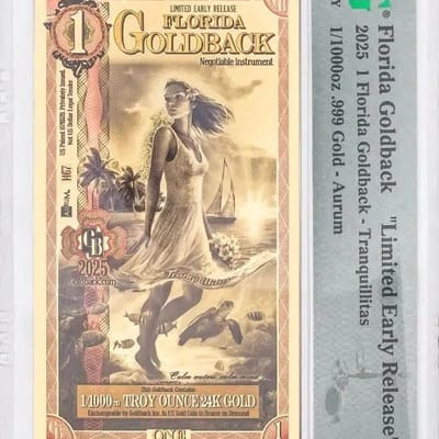 Florida 1 Goldback PMG 70* Star LER Early Release