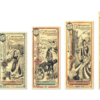 Full Set New Hampshire Goldbacks 1, 5, 10, 25, 50
